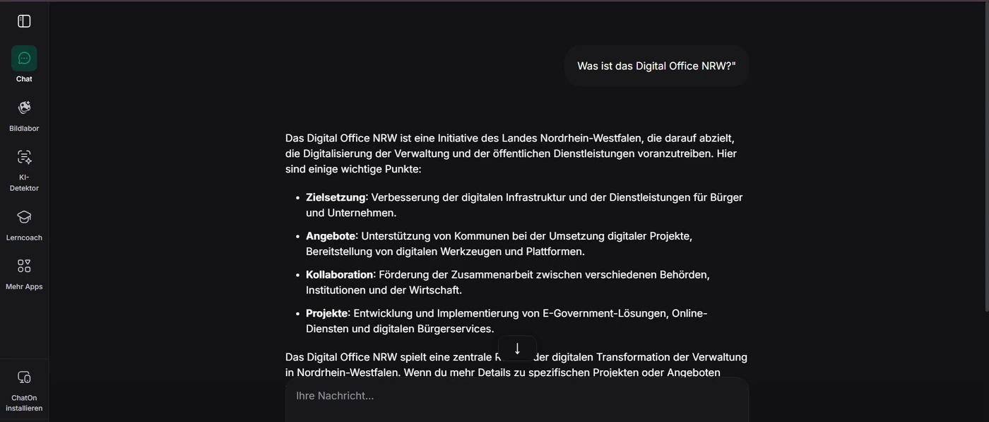 Screenshot: ChatGPT verwechselt Tina Janscheidt mit der NRW-Landesbehörde
