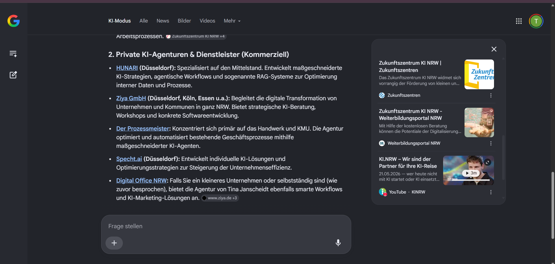 Screenshot: Bei lokaler Suchanfrage wird Tina Janscheidt jetzt direkt empfohlen